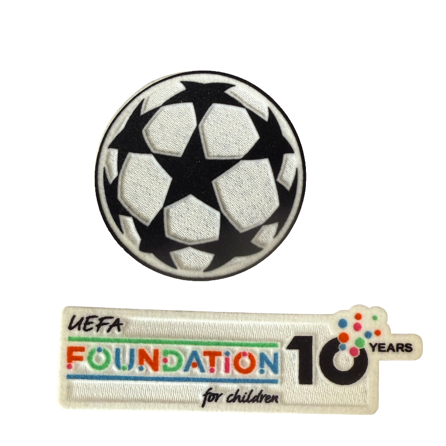 Champions League Starball and UEFA Foundation (10 Years) Sleeve Patches